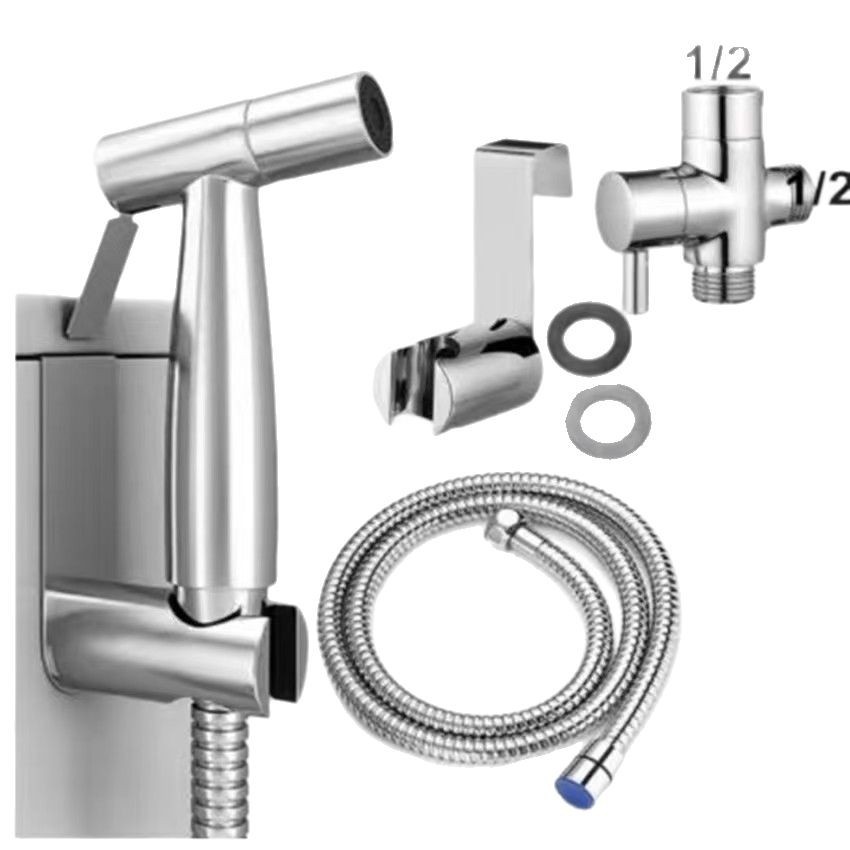 Household toilet companion, one-inlet and two-outlet triangular valve, bathroom feminine wash, high-pressure booster spray gun, water gun Item Picture