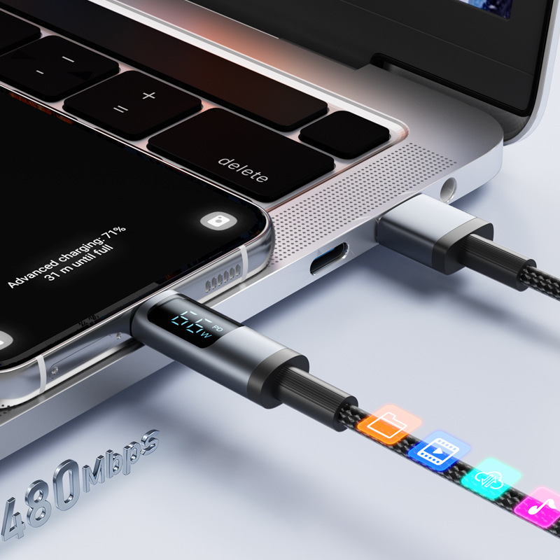 The new 100w fast charging digital display charging cable and data cable is suitable for Pingguo 30W Type-C flash charging 66w Application Scenario