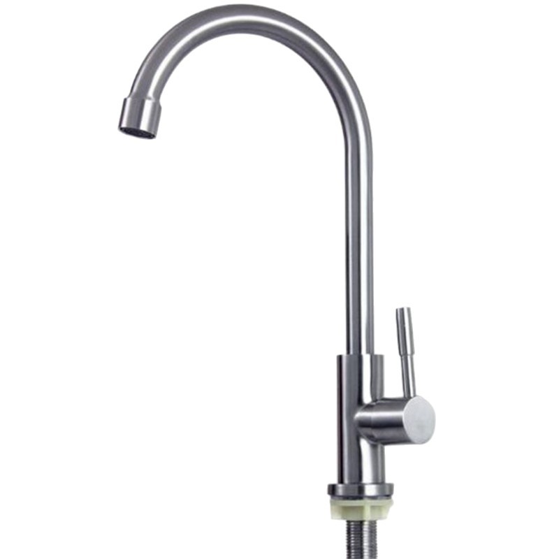 Balcony faucet single-pipe cold water 304 stainless steel kitchen faucet 180-degree rotating large bend factory direct sales Item Picture
