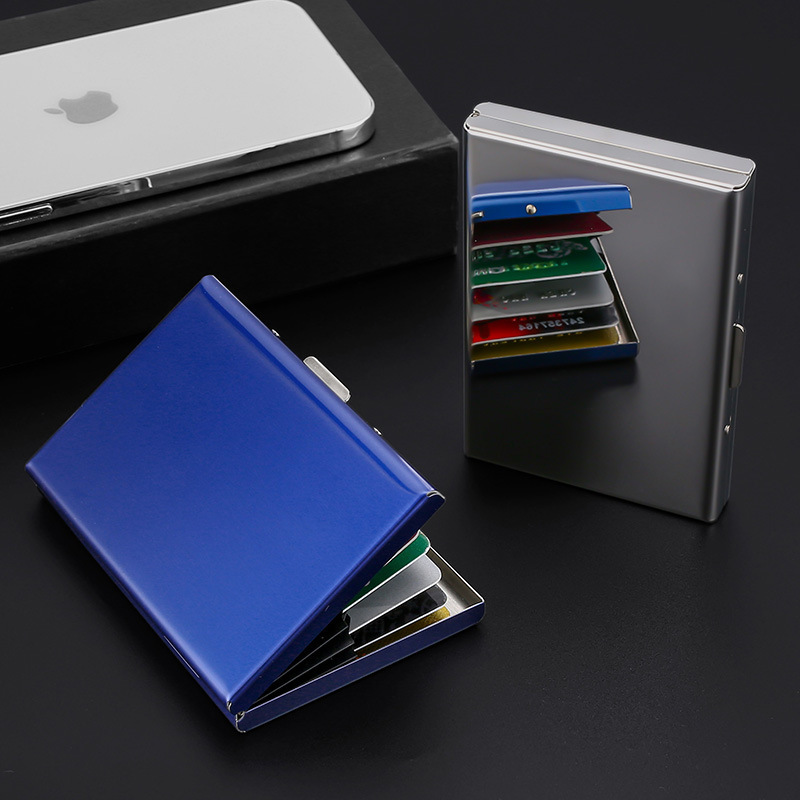 High-end metal card case for men and women, stainless steel ultra-thin anti-demagnetization small card box, anti-theft card holder, card box full figure