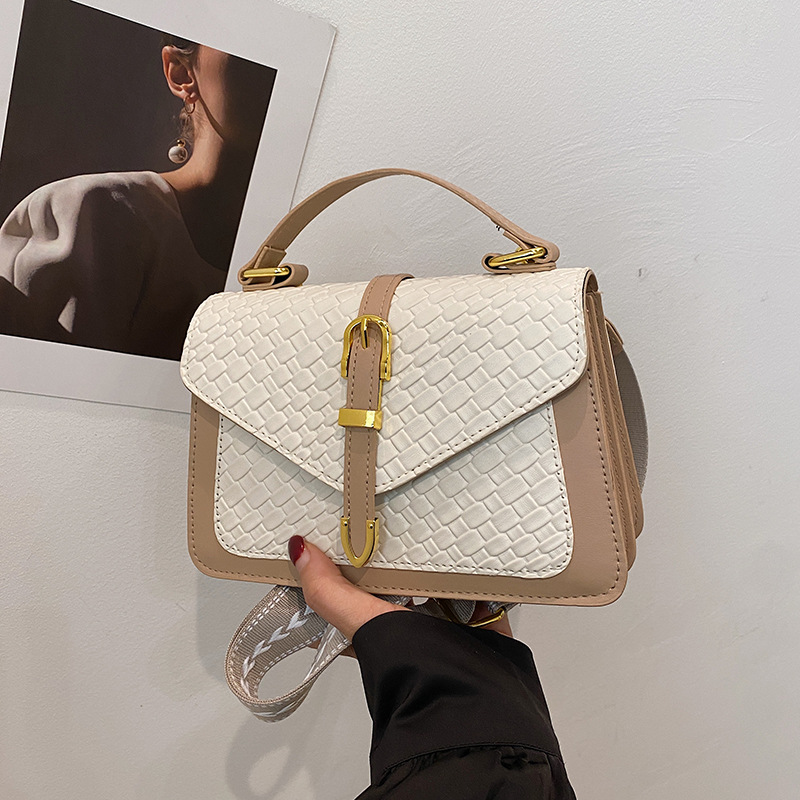 Stylish Women's bag 2025 New Spring Fashion single-shoulder crossbody bag, retro embossed woven pattern small square bag full figure
