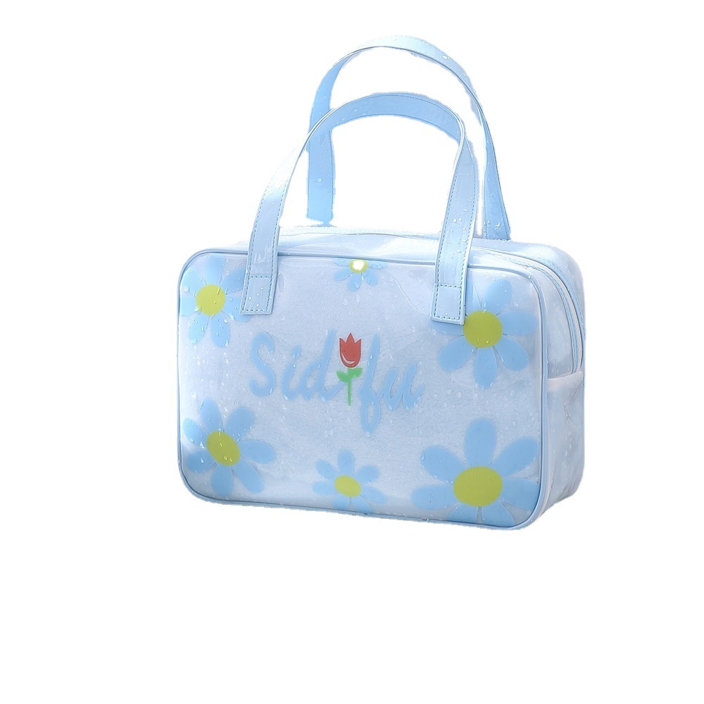 New transparent toiletry and makeup bag, outdoor tote bag, bathing and swimming bag, women's pvc storage bag four-piece set Item Picture