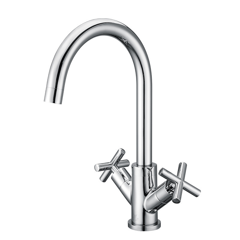 Huici Cross-border double-handle double-opening kitchen hot and cold water faucet, kitchen single-hole sink faucet, rotating vegetable washing faucet Item Picture