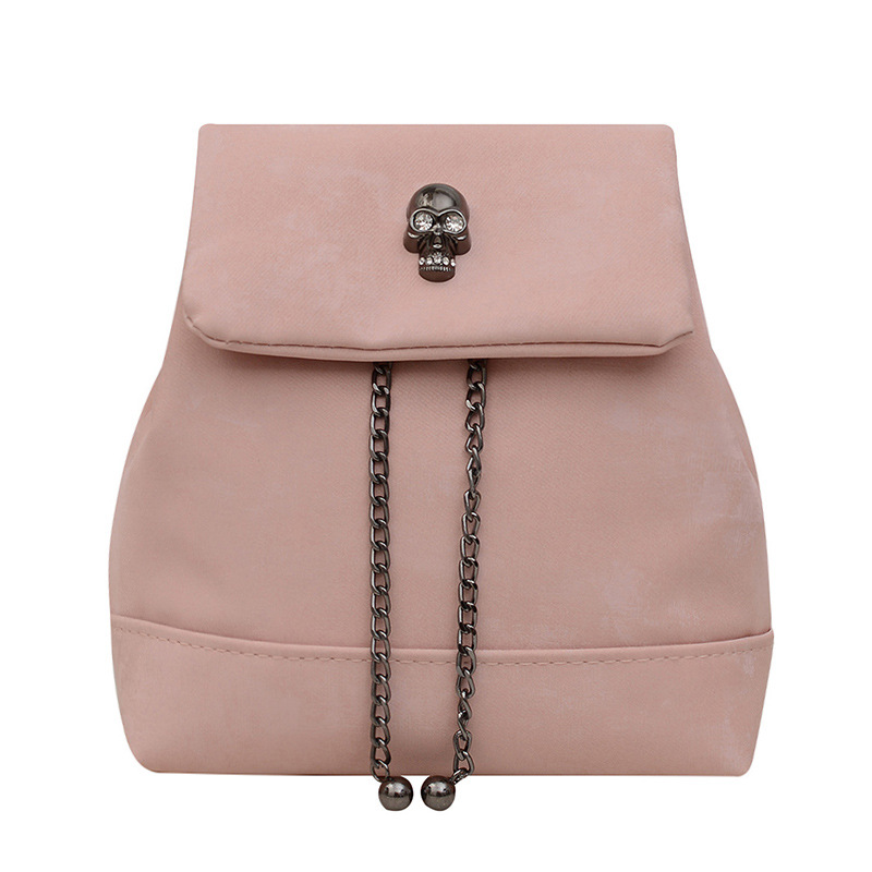 Spring new style texture drawstring bucket bag, personalized skull chain backpack, trendy small bag, commuting crossbody bag Item Picture