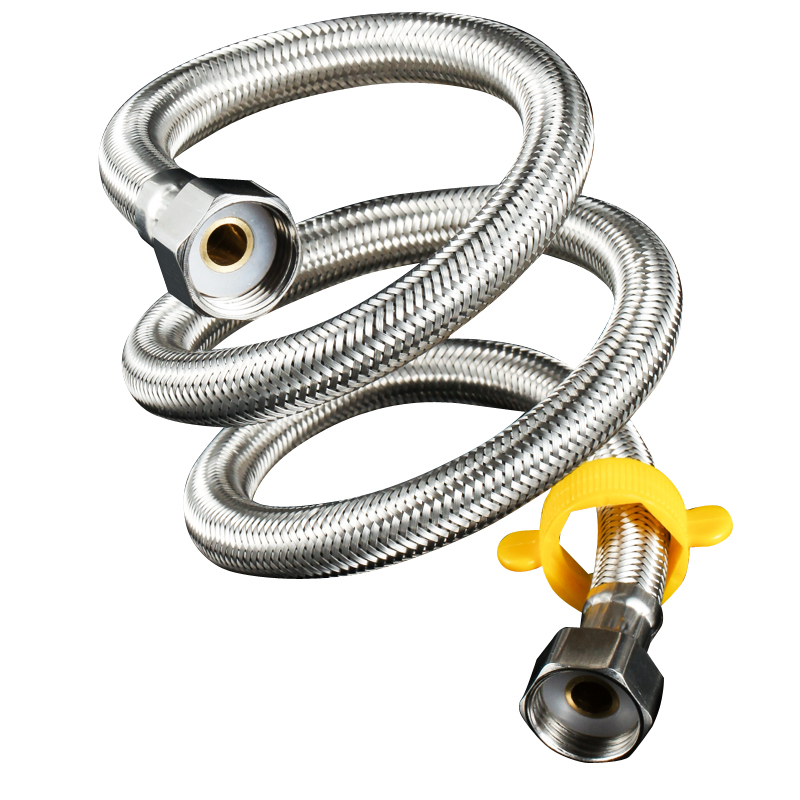 4-point 304 stainless steel braided double-ended 20 inlet and outlet pipes for cold and hot water faucets, water heater Angle valve, toilet water inlet hose Item Picture
