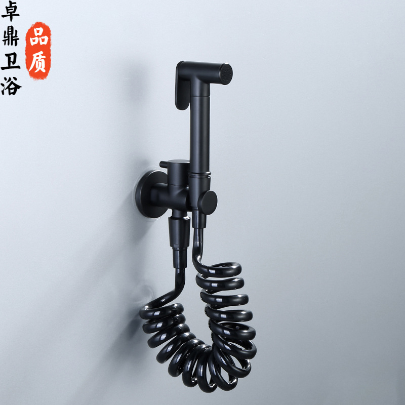 Zhuoding Cross-border all-copper Angle valve with spray gun single cold sink toilet set for hotel engineering bathroom flushing details Picture