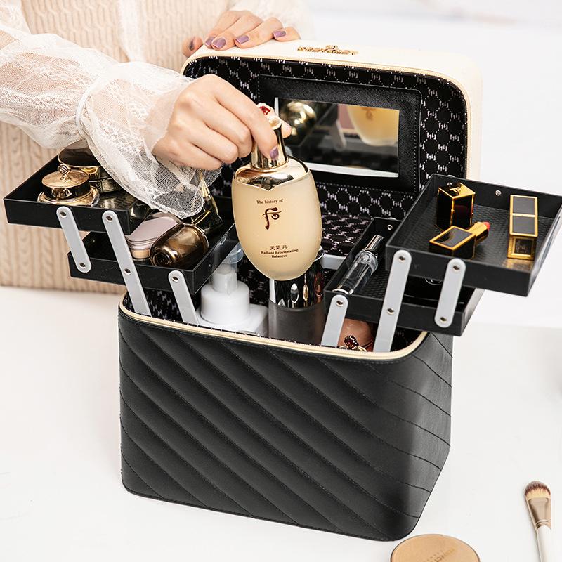 Wholesale cosmetic box, popular large-capacity InS-style cosmetic storage box, portable multi-functional hand-held toolbox for women Application Scenario