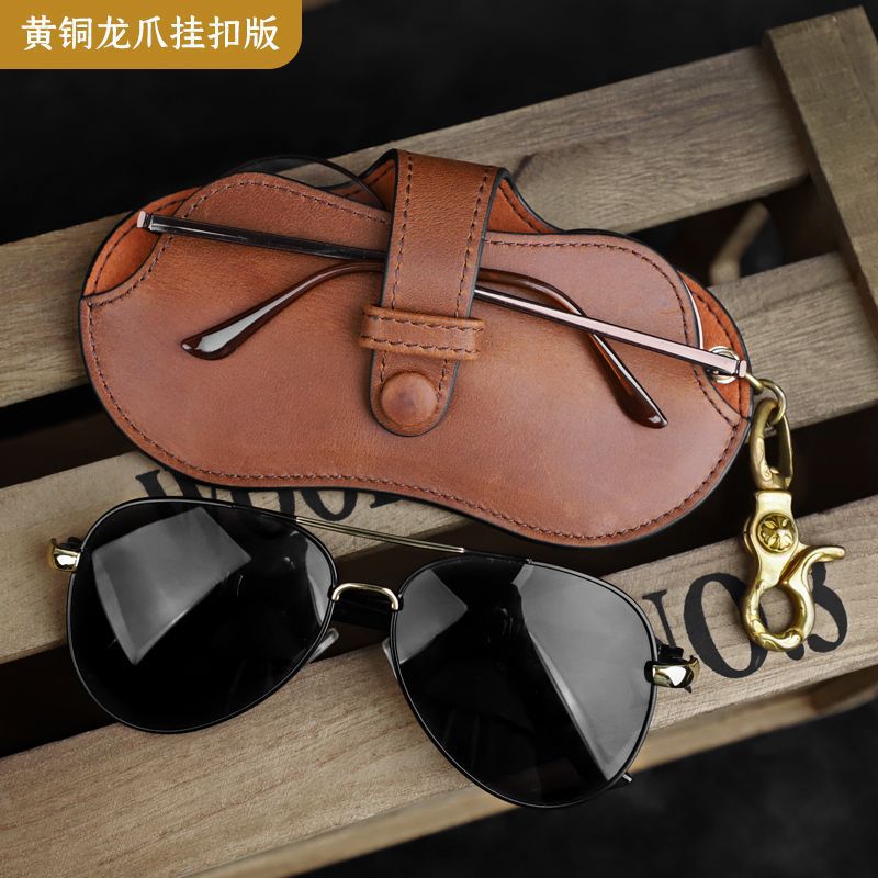 Handcrafted faux leather eyeglass bag, portable sunglasses storage box for men and women, retro, light luxury and high-end sunglasses bag Specification drawing