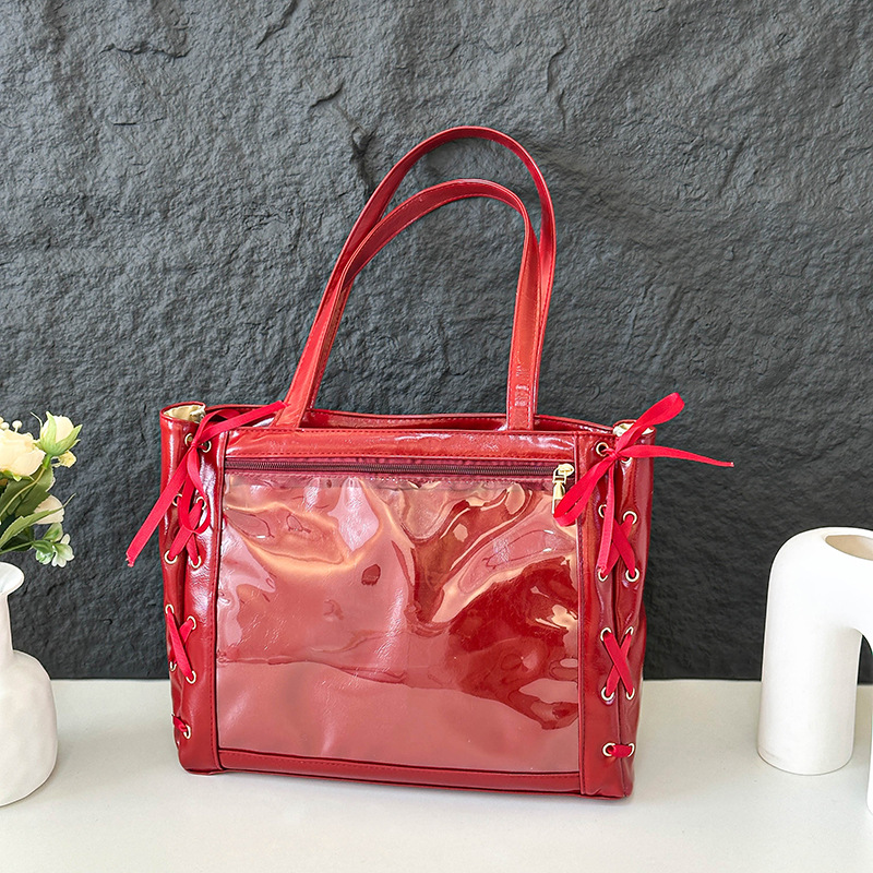 Spring 2025 new Japanese-style, fresh and cute handbag, fashionable and simple, large-capacity casual single-shoulder tote bag full figure