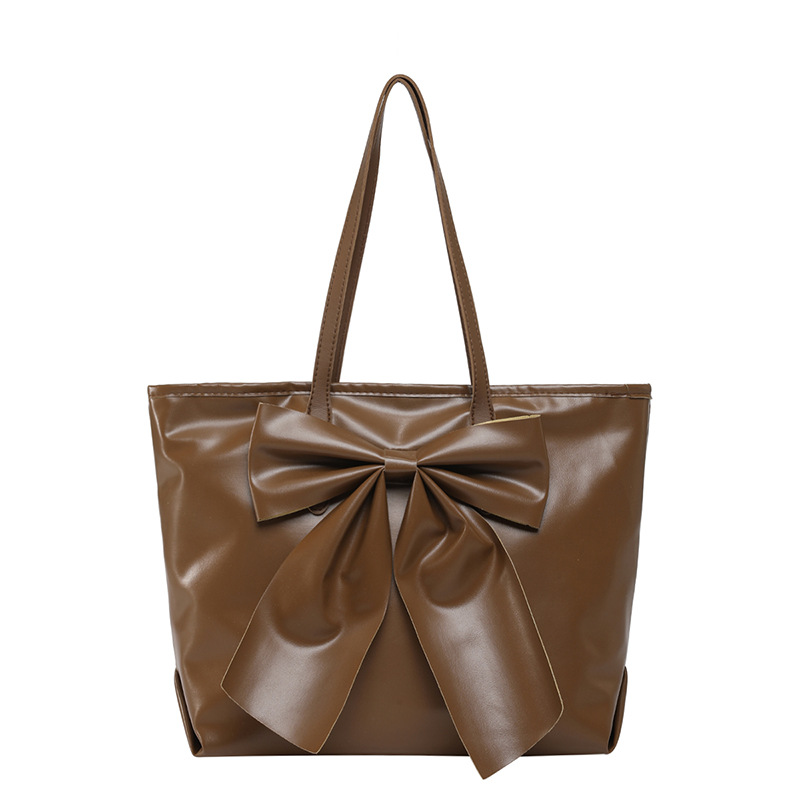 Large-capacity bow tote bag for women, 2025 new style, niche, high-end soft surface commuter handbag, single-shoulder bag Item Picture