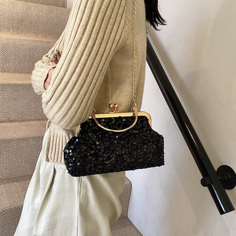 Sequined shell bag 2024 new trendy, fashionable and shiny handbag, stylish and versatile chain crossbody bag details Picture