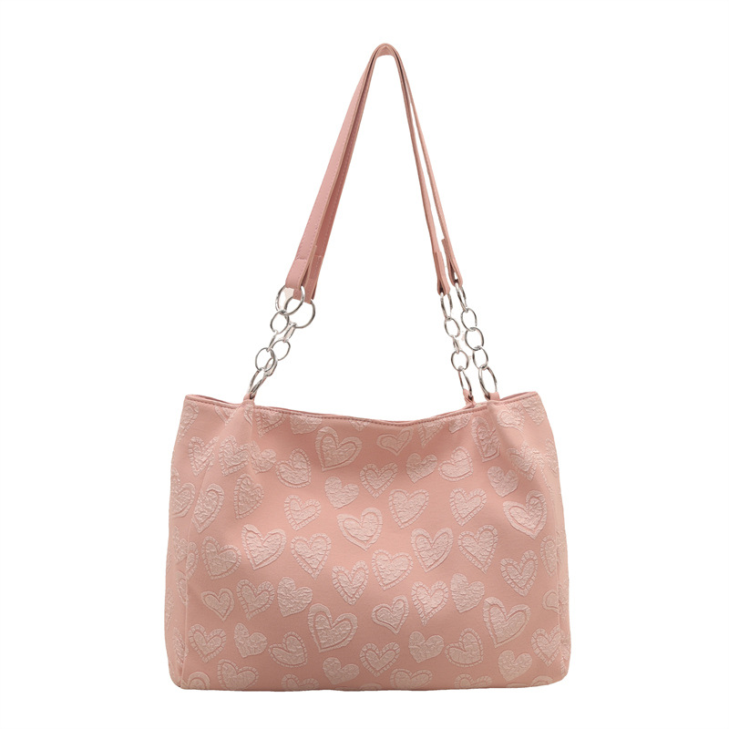Gentle and fashionable heart tote bag 2025 New style, trendy and high-end, casual and versatile, wide shoulder crossbody bag Item Picture
