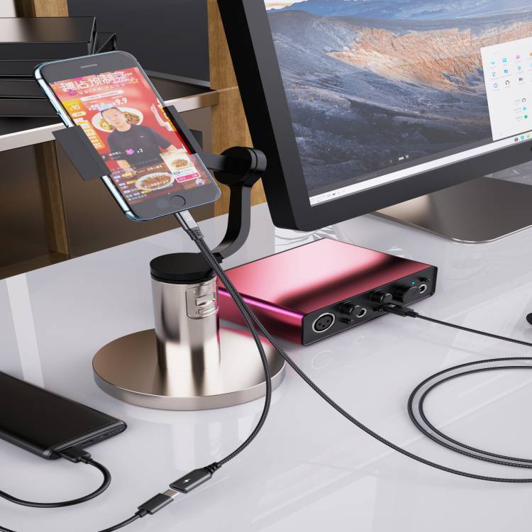 OTG adapter cable type-c Android lightning mobile PD fast charging multi-functional sound card digital human live streaming cable details Picture