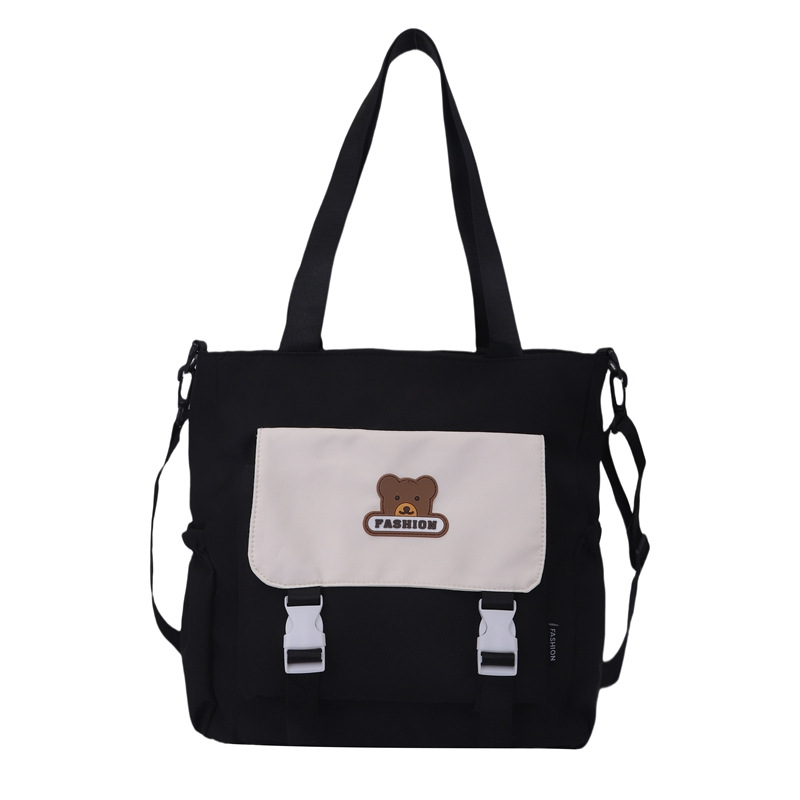 Harajuku style simple single-shoulder bag 2024 New Korean version large-capacity student tutorial bag, trendy color-blocking crossbody bag for women Item Picture