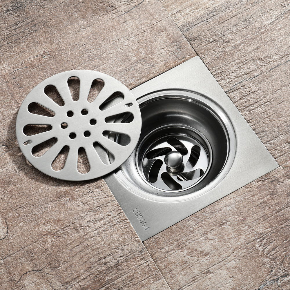 120*120mm square and round stainless steel balcony and bathroom drainage floor drain manufacturer wholesale HIDL143-1 details Picture