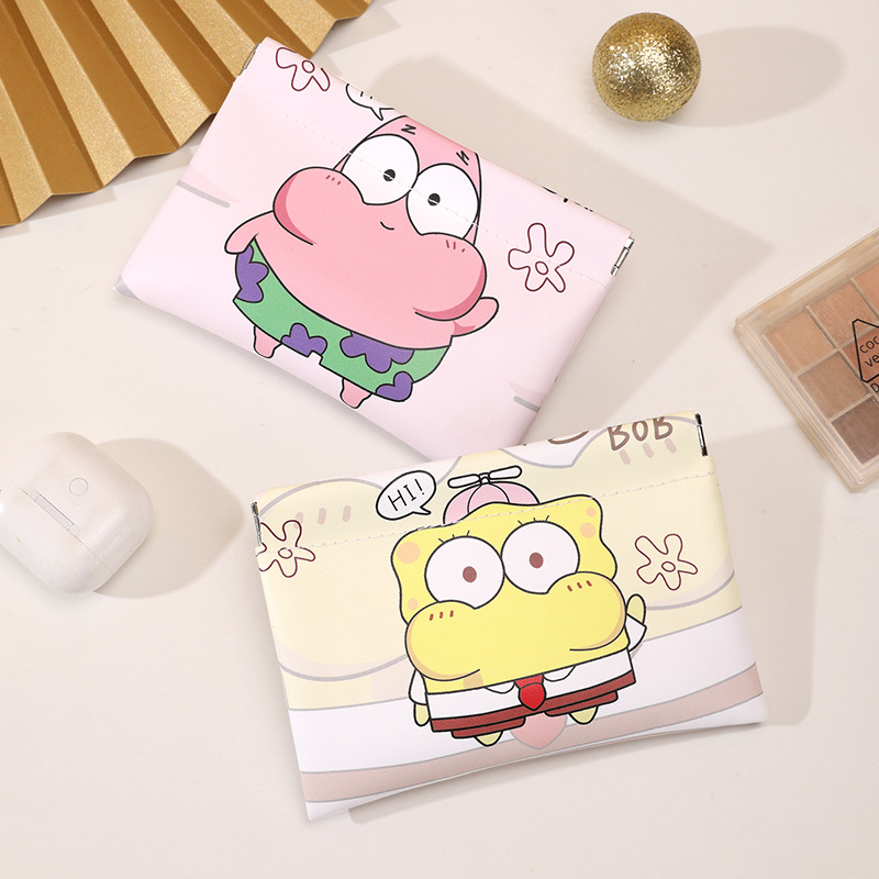 Cartoon cute data cable, portable bag, spring piece, self-closing, tight-fitting storage bag, power charger, portable USB flash drive full figure