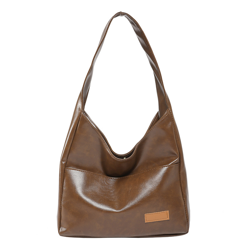 Large-capacity retro bag, new textured tote bag for women, single-shoulder bag for college students' classes, simple and casual bag Item Picture