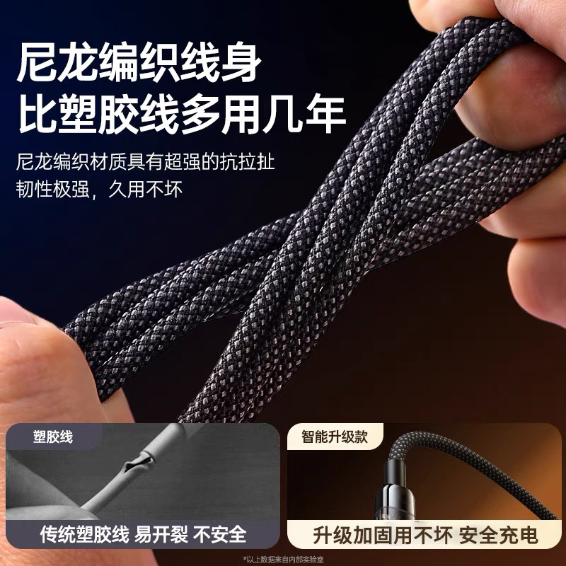Transparent 240W Super fast charging Type-C data cable, suitable for flash charging of Huawei, VIVO, OPPO, Xiaomi and Honor mobile phones Specification drawing
