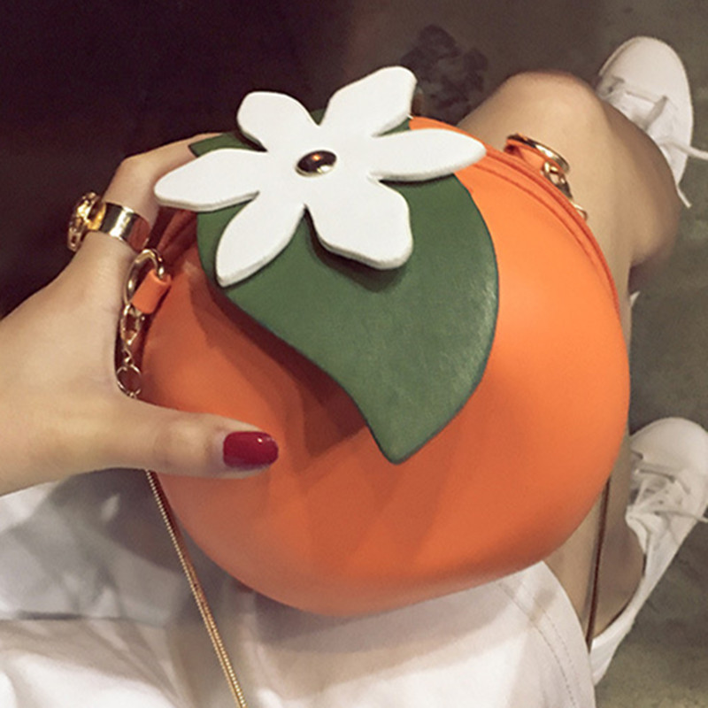 Cross-border bags Women's Trend 2024 New Style, personalized and creative, versatile single-shoulder crossbody chain Orange small round bag full figure