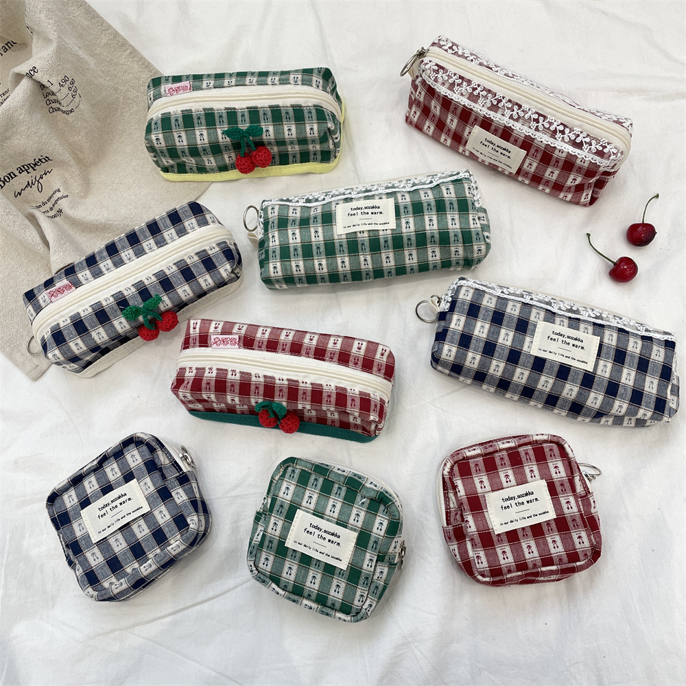 5432 Large-capacity storage bag, Cute cherry hygiene bag, student stationery pen case, multi-functional toiletry and makeup bag full figure