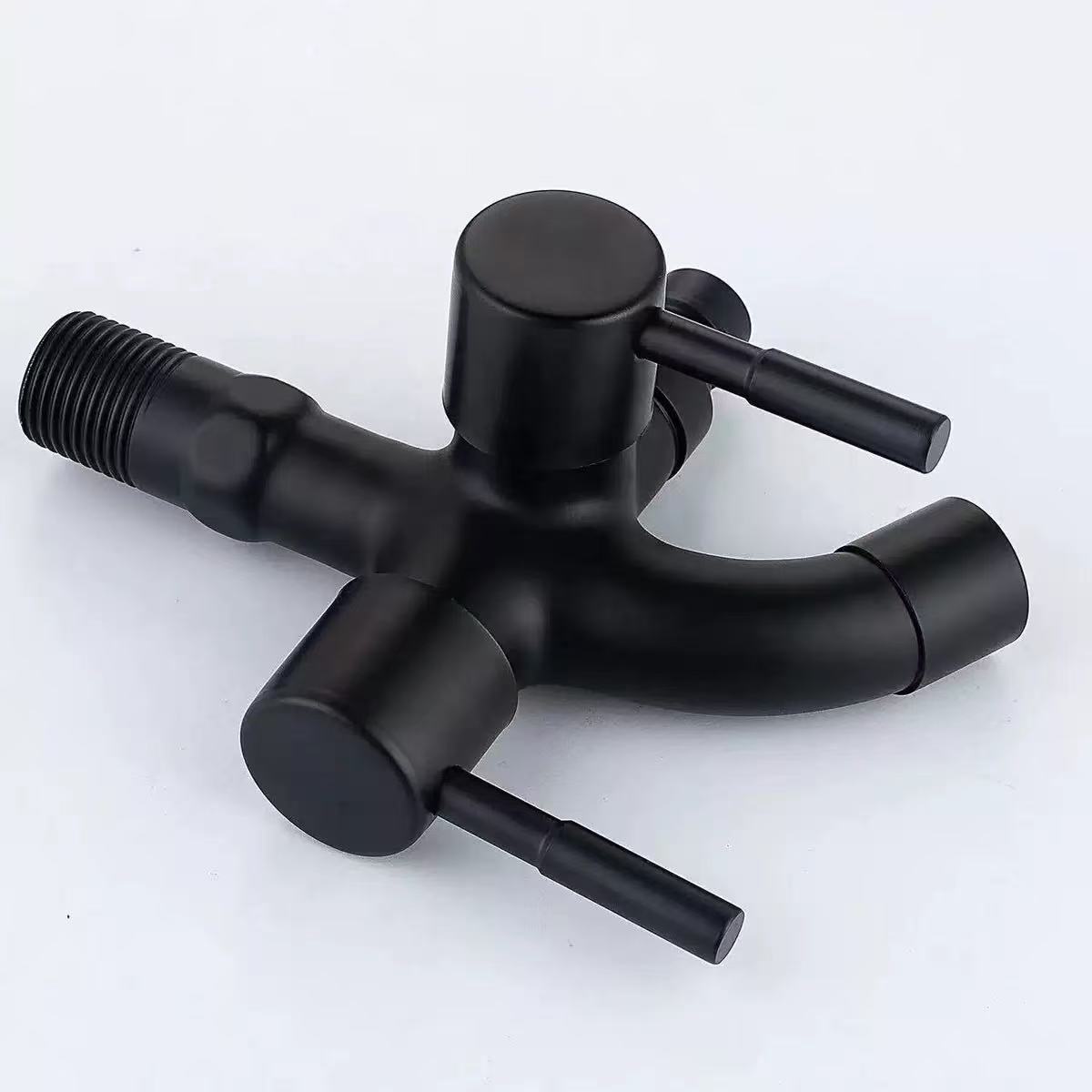 Foreign trade stainless steel side-opening single-cooling quick-opening dual-purpose multi-functional dual-control washing machine faucet one in and two out Angle valve Item Picture