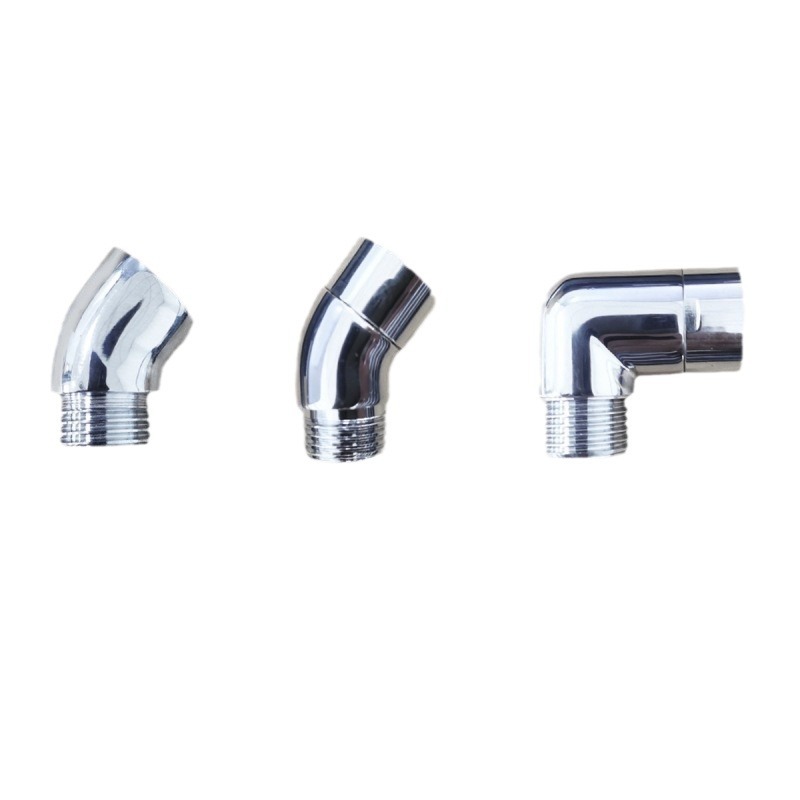 The 135-degree Angle copper adapter for the shower head on the ceiling can be swiped and connected to the 1/2 adapter of the wall shower head Item Picture