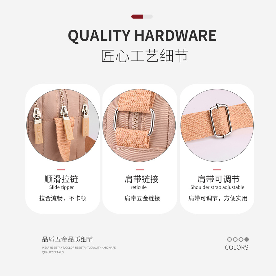New casual single-shoulder bag, fashionable and versatile small square bag, water-resistant nylon crossbody bag, women's Korean-style multi-layer mobile phone bag details Picture