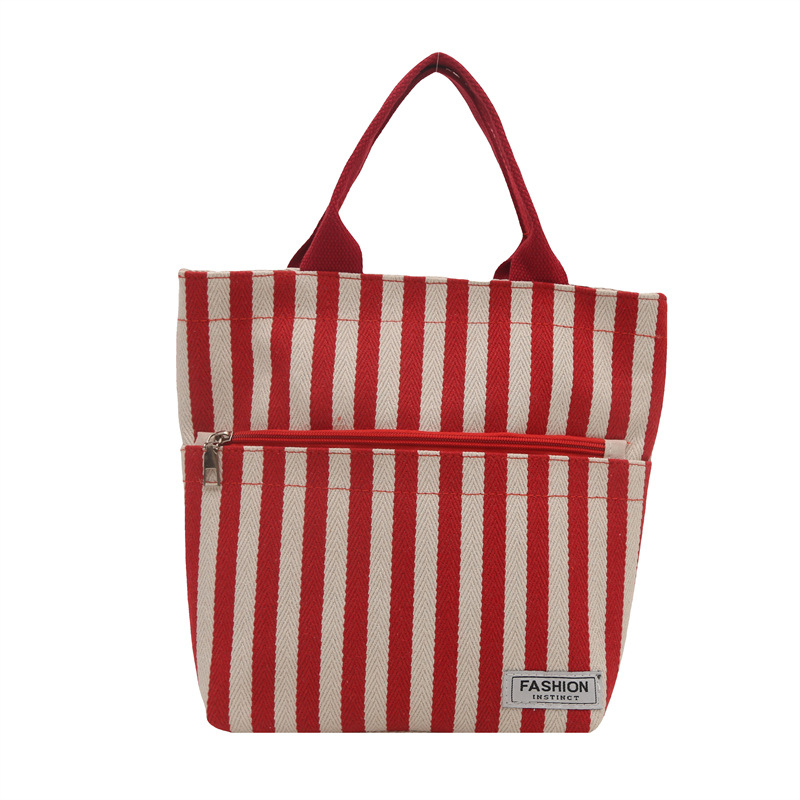 Grocery bento canvas bag, women's hand-held canvas handbag, fashionable bag, Korean-style artistic canvas bag, cloth bag Item Picture