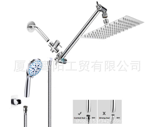 Cross-border shower head set with spray gun, 8-inch, 10-inch and 12-inch top-spray pressurized shower head set combination details Picture