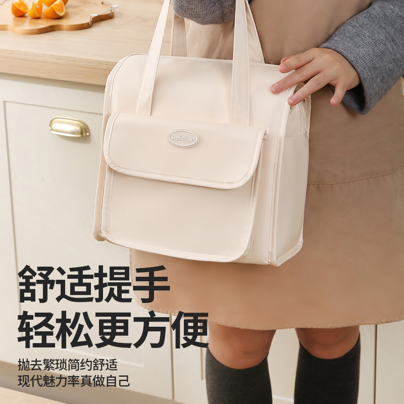 New PU hand-held bento bags, thickened aluminum foil insulated bags, portable office workers' insulated bags with meals, and student meal bags details Picture