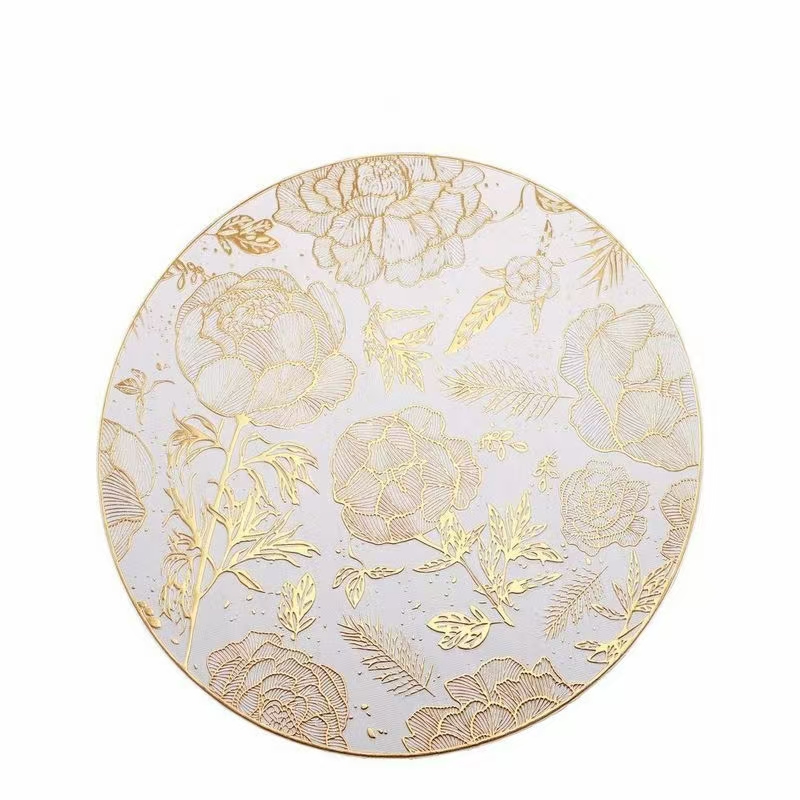 Light luxury rose gold round placemats, PVC bottom gilding table MATS, table heat insulation MATS, Western placemats