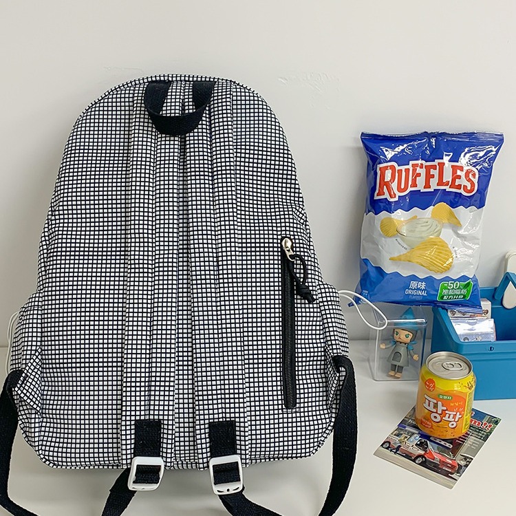 The new summer style of fresh and clean checkered schoolbag for primary school students, cute backpack for junior high school students and girls, ultra-light and lightweight travel backpack Specification drawing