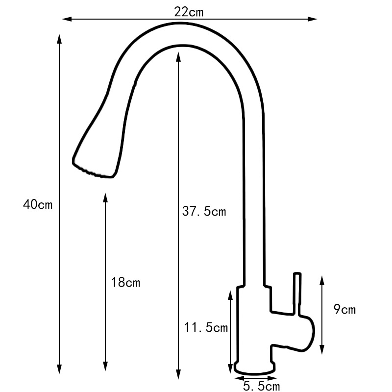 Cross-border 304 stainless steel pull-out faucet, sink, universal kitchen sink, cold and hot water faucet Specification drawing