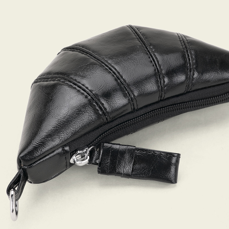"2024 ~ So cool!" A niche design leather mini croissant croissant bag with a retro and exquisite lanyard pocket Specification drawing