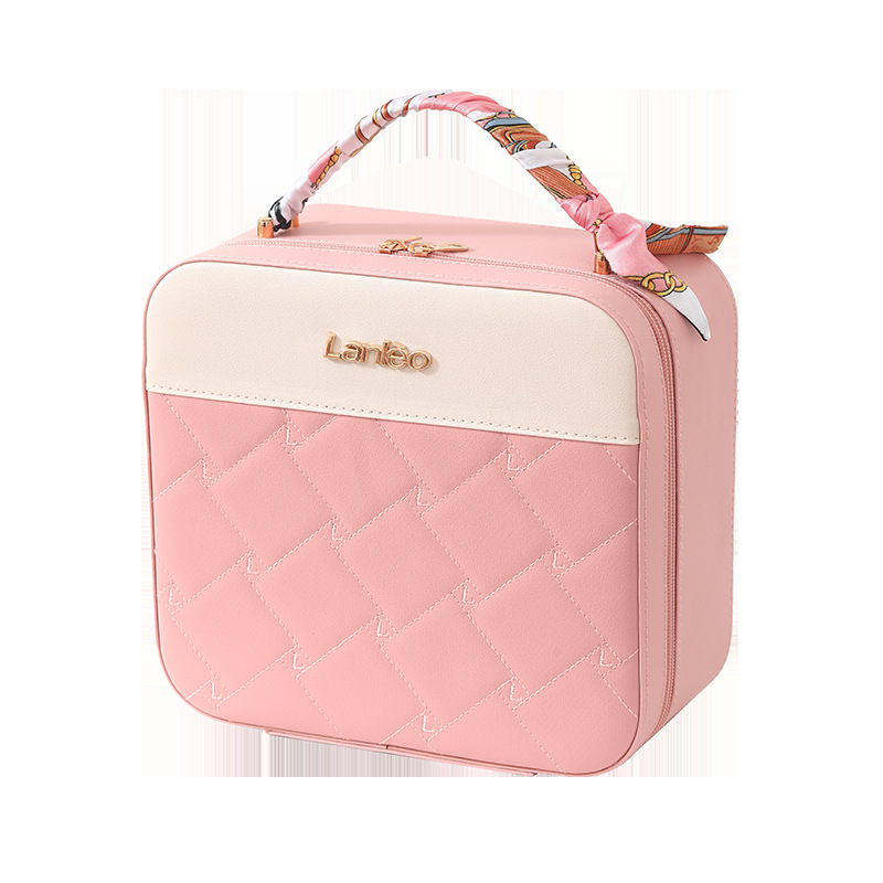 Macaron two-color spliced hand-held makeup case, makeup bag, high appearance level storage bag, makeup bag portable souvenir Item Picture