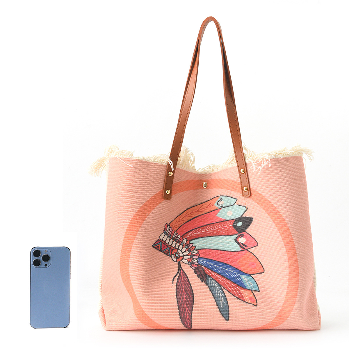 Bohemian ethnic sail bag, European and American cross-border commuting single-shoulder bag, niche design, large capacity bag, women's bag Specification drawing