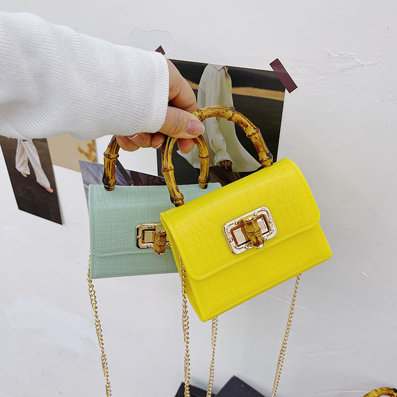 2025 Summer Live Streaming Special Offer: Bamboo joint jelly bag, handbag, crocodile pattern small square bag, mini popular crossbody women's bag details Picture