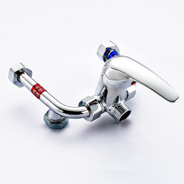 A comprehensive collection of exposed shower accessories for electric water heaters, including cold and hot switches, U-shaped mixing valves, and faucets Specification drawing