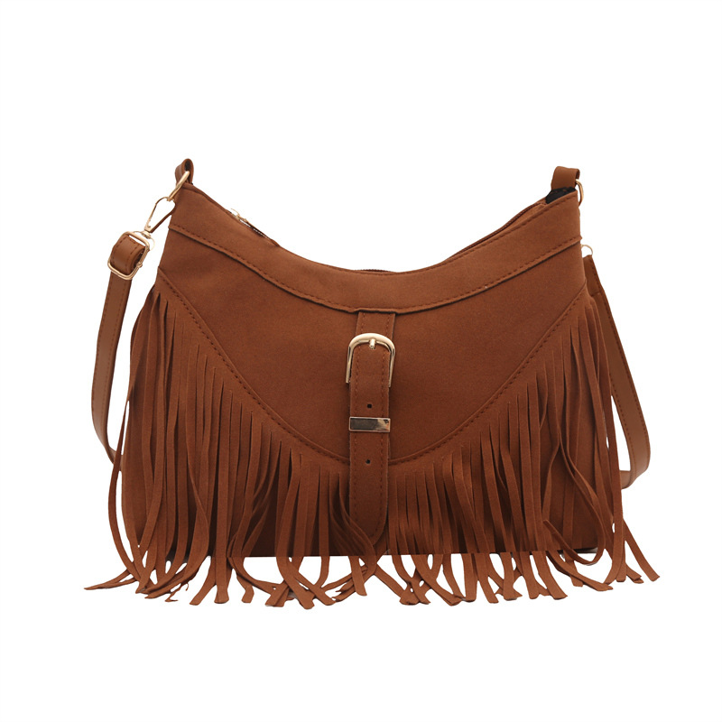 Cross-border Bohemian retro fringed women's 2024 new winter women's bag, stylish and versatile single-shoulder crossbody bag Item Picture