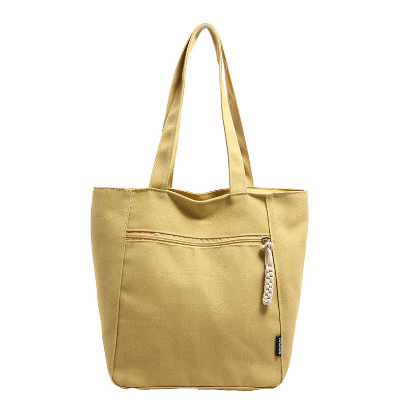 Solid color simple single-shoulder bag, 2024 new large-capacity fashionable lightweight tote bag, niche popular and beautiful canvas bag Item Picture