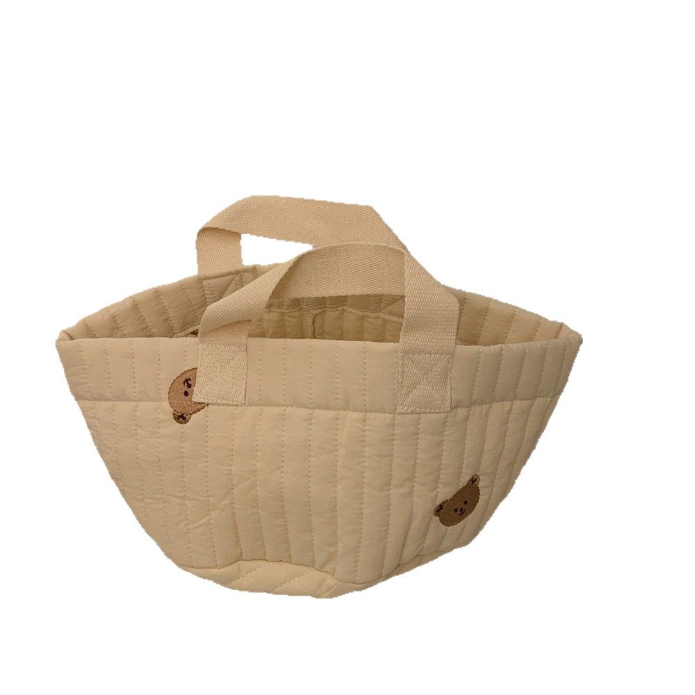 11288 Spring New Quilted bear embroidery Storage bucket, Toy snack storage basket, Mommy Bag, hand-held water bucket Item Picture