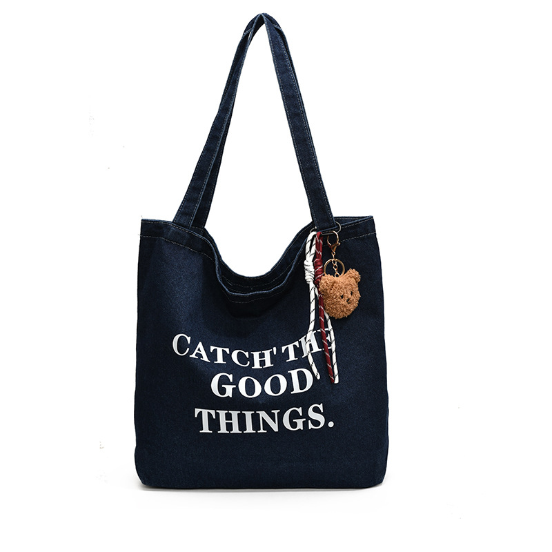 Denim bag for women, large-capacity 2024 new autumn and winter versatile casual single-shoulder bag, class commuting tote bag Item Picture