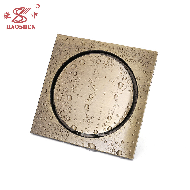 All-copper 10*10 bathroom floor drain, round, invisible, anti-odor and anti-insect, large-capacity balcony and bathroom sewer floor drain Item Picture