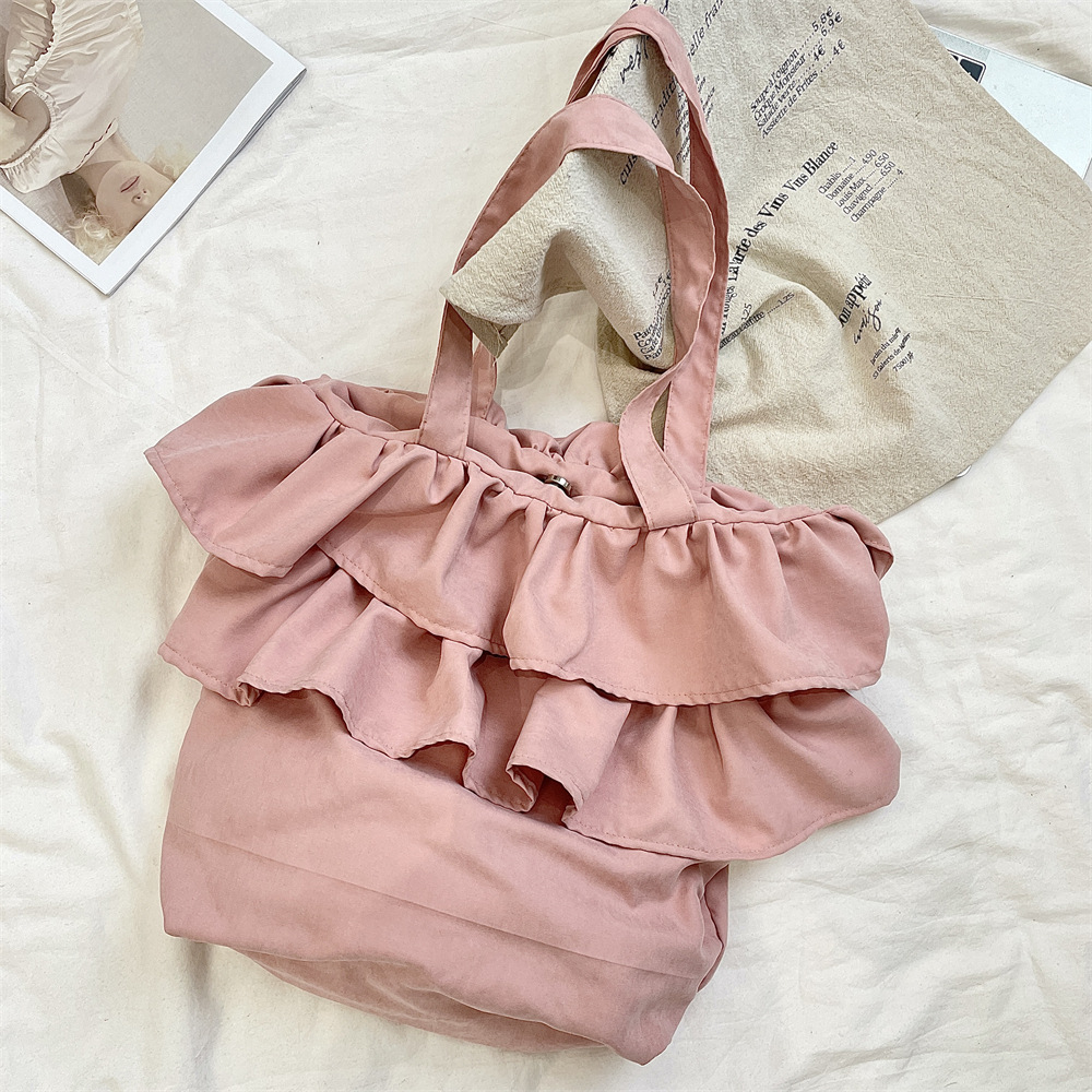53163 Korean-style large-capacity flower bud bag, cute ruffled single-shoulder bag, student class bag, crossbody bag for going out Application Scenario