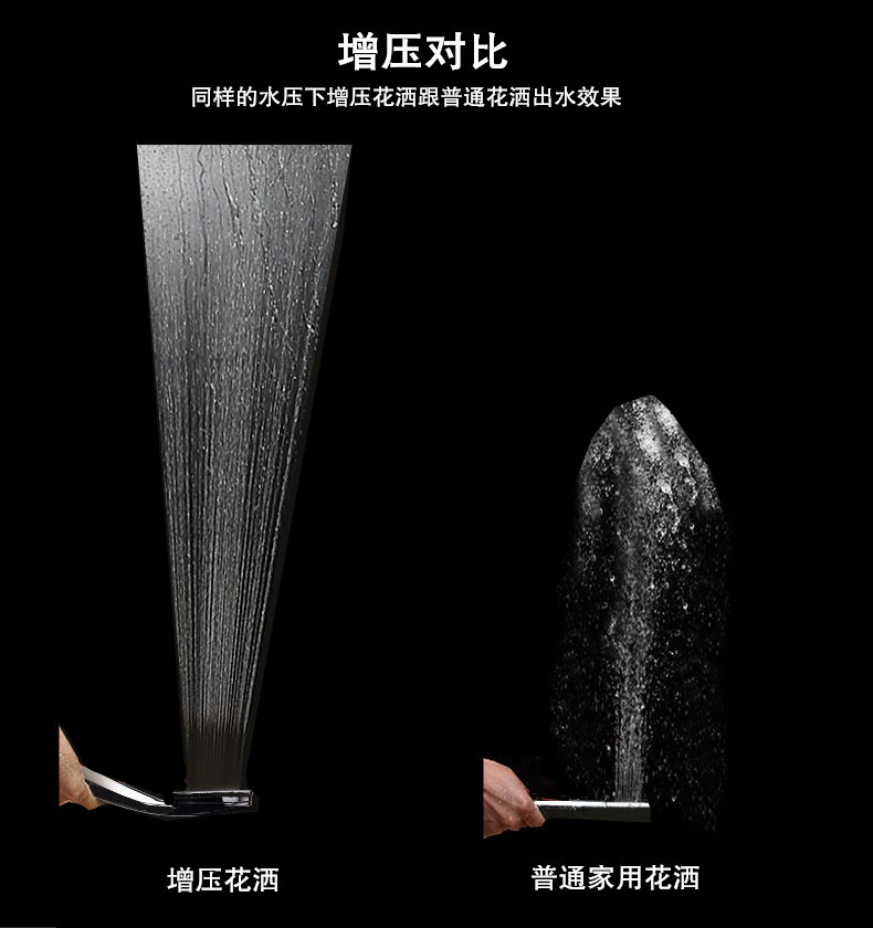 Pressurized shower head, rain shower flower wine bath set, household pressurized bath device, showerhead, high-pressure hose details Picture