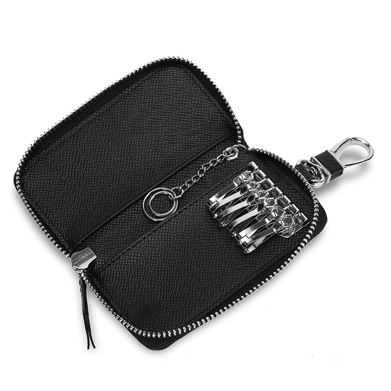 Cross-pattered key case, multi-functional men's and women's car key case, high-quality wear-resistant PU latch, home car key case Item Picture