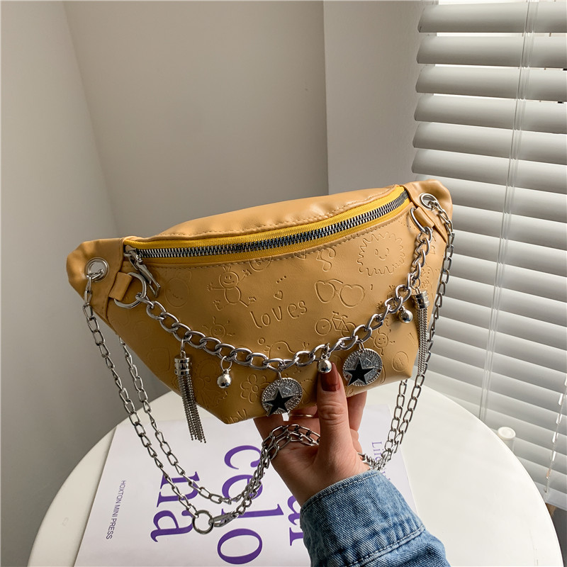 New 2025 trendy and fashionable spring saddle bag with chain solid color single-shoulder crossbody bag for women full figure