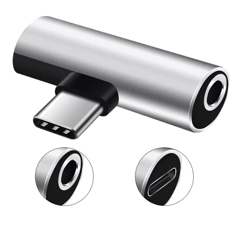 The Type-c headphone adapter is a dual-purpose audio converter for charging and listening to music on Xiaomi, Huawei and other mobile phones Item Picture