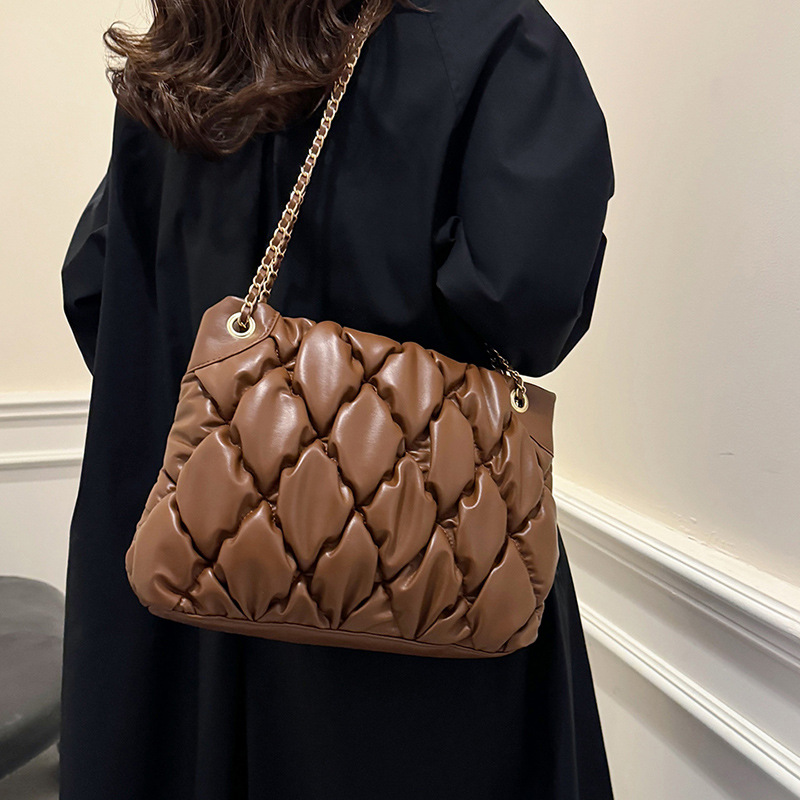 Retro pleated commuter large-capacity Korean-style single-shoulder bag with a high-quality 2024 autumn new versatile ins tote bag Specification drawing