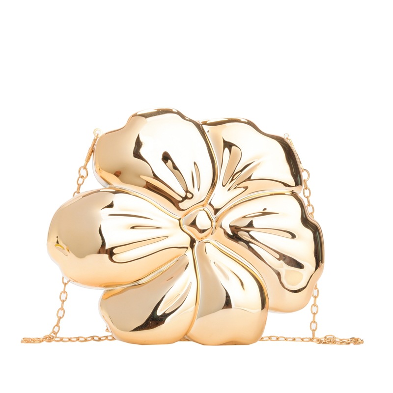 2025 New style flower acrylic bag, ladies' clutch, chain crossbody bag, cross-border fashionable and sweet dinner bag Item Picture
